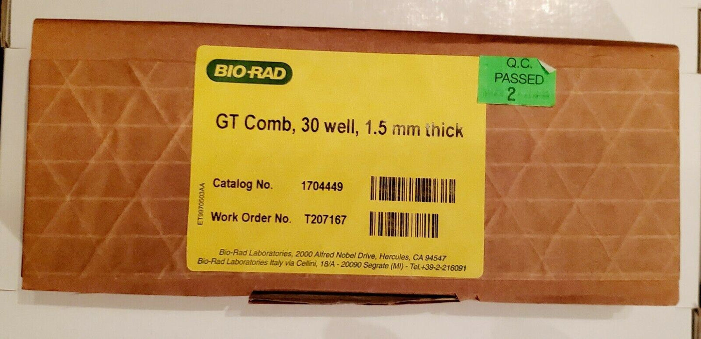 Bio-Rad GT Comb, 30 Well, 1.5mm thickness, DNA Electrophoresis #1704449 Sealed